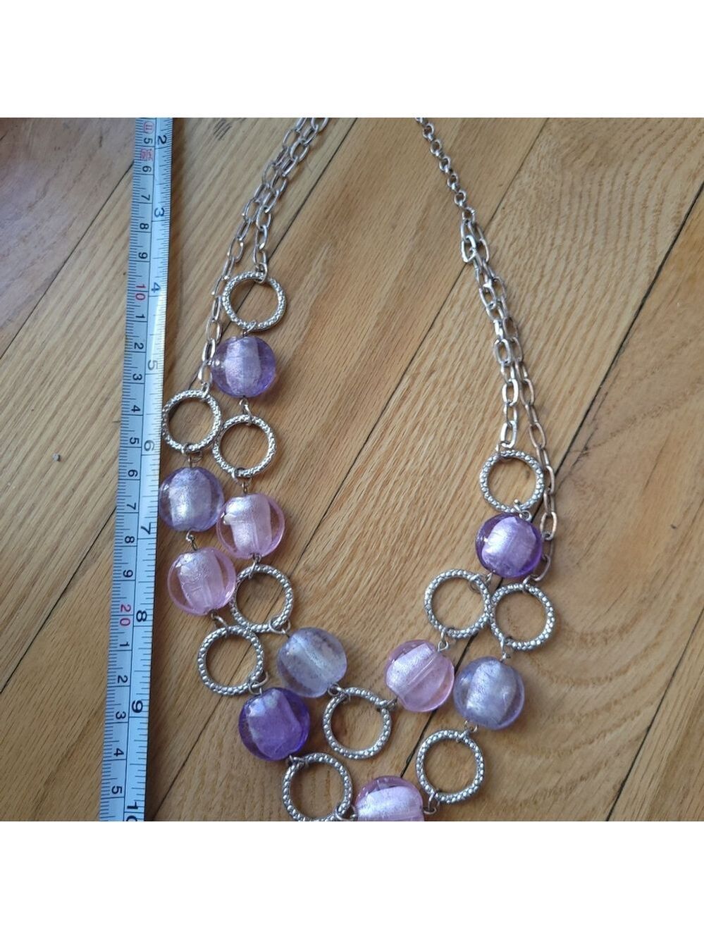 Pink Purple Multistrand Necklace Vintage - Picture 9 of 10